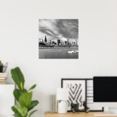 Panoramisch uitzicht van de skyline van Chicago in Poster (Thuiskantoor)