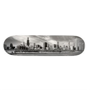 Panoramisch uitzicht van de skyline van Chicago in Skateboard