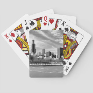 Panoramisch uitzicht van de skyline van Chicago in Speelkaarten
