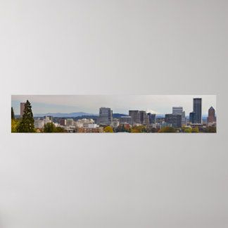 Panoramisch Uitzicht van de stad Portland Oregon i Poster