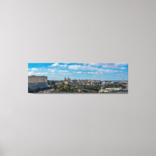 Panoramisch uitzicht van de stad Valletta op Malta Canvas Afdruk