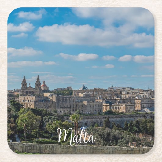 Panoramisch uitzicht van de stad Valletta op Malta Kartonnen Onderzetters (Voorkant)