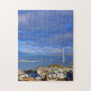 Panoramisch uitzicht van de waterstraal van Genèv Legpuzzel
