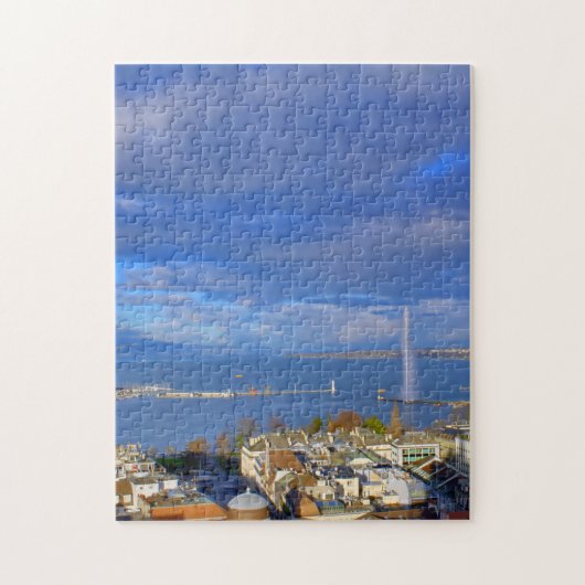 Panoramisch uitzicht van de waterstraal van Genève Legpuzzel (Verticaal)
