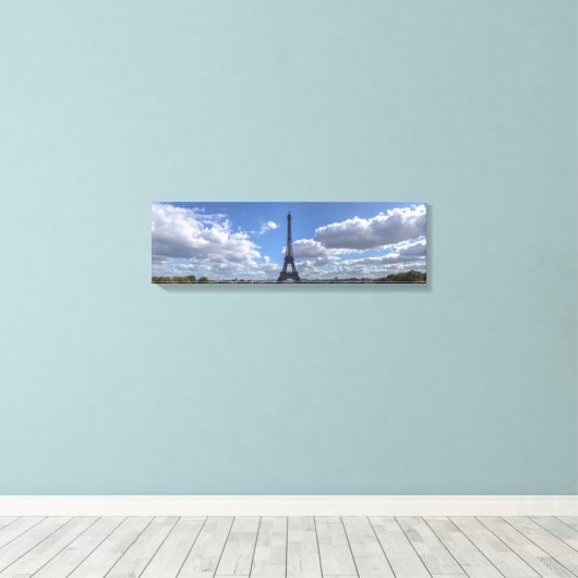 Panoramisch uitzicht van Eiffeltoren uit Trocadero Canvas Afdruk (Insitu (Houten vloer))