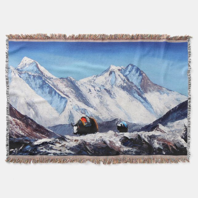 Panoramisch Uitzicht van Everest Mountain Base Cam Deken (Voorkant)