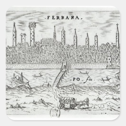 Panoramisch uitzicht van Ferrara Vierkante Sticker (Voorkant)