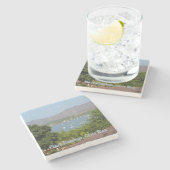 Panoramisch Uitzicht van Flamingo Beach, Costa Ric Stenen Onderzetter (Zijkant)