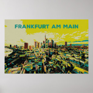 Panoramisch Uitzicht van Frankfurt Poster