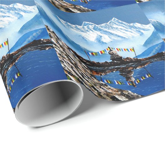 Panoramisch Uitzicht van het Annapurnagebergte Nep Cadeaupapier (Rol Hoek)