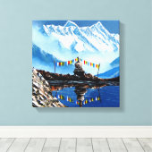 Panoramisch Uitzicht van het Annapurnagebergte Nep Canvas Afdruk (Insitu (Houten vloer))