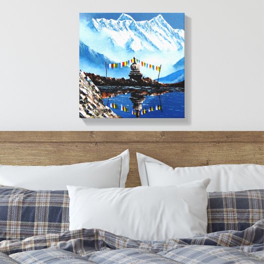 Panoramisch Uitzicht van het Annapurnagebergte Nep Canvas Afdruk (Insitu (Slaapkamer))