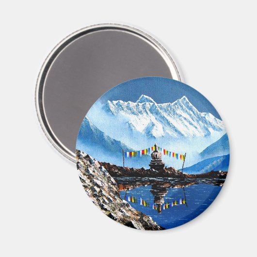 Panoramisch Uitzicht van het Annapurnagebergte Nep Magneet (Voorkant / Achterkant)