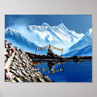 Panoramisch Uitzicht van het Annapurnagebergte Nep Poster
