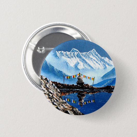 Panoramisch Uitzicht van het Annapurnagebergte Nep Ronde Button 5,7 Cm (Voorkant /achterkant)