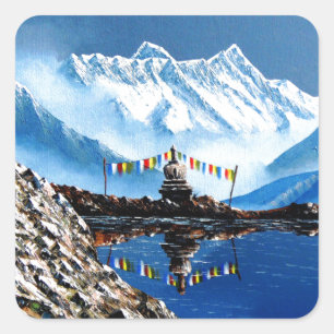 Panoramisch Uitzicht van het Annapurnagebergte Nep Vierkante Sticker
