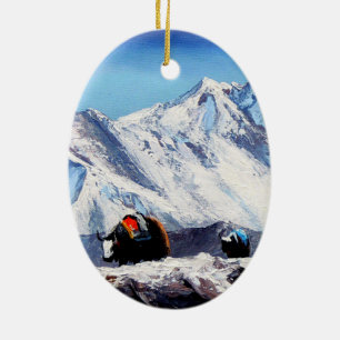 Panoramisch Uitzicht van het basiskampergebied van Keramisch Ornament
