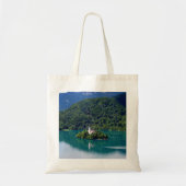Panoramisch uitzicht van het Bled-meer Tote Bag (Voorkant)