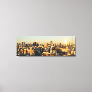Panoramisch Uitzicht van het Cityscape bij Dusk Canvas Afdruk