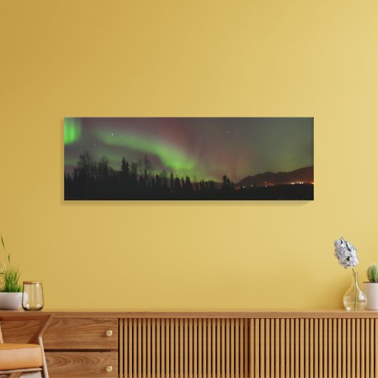 Panoramisch Uitzicht van het Noorderlicht in Alask Canvas Afdruk (Insitu (Woonkamer))