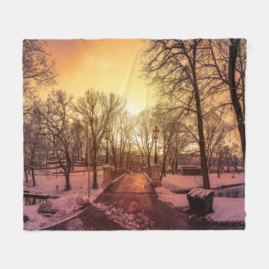 Panoramisch uitzicht van het sneeuwpark tijdens de fleece deken (Voorkant (Horizontaal))