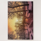 Panoramisch uitzicht van het sneeuwpark tijdens de legpuzzel (Verticaal)