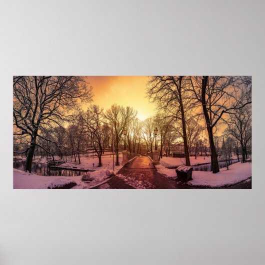 Panoramisch uitzicht van het sneeuwpark tijdens de poster (Voorkant)