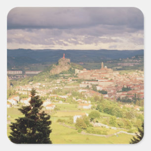 Panoramisch uitzicht van Le-Puy-en-Velay Vierkante Sticker