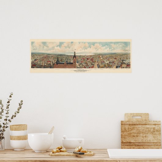 Panoramisch uitzicht van Milwaukee Poster (Keuken)
