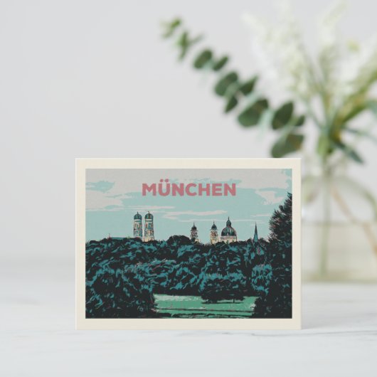 Panoramisch Uitzicht van München vanaf het plattel Briefkaart (Staand voorkant)