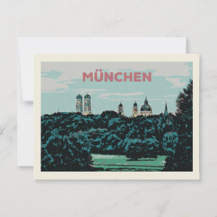Panoramisch Uitzicht van München vanaf het plattel Briefkaart