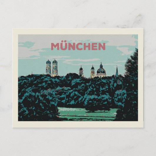 Panoramisch Uitzicht van München vanaf het plattel Briefkaart (Voorkant)