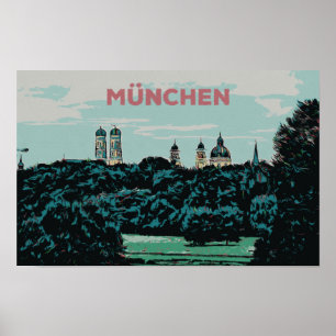 Panoramisch Uitzicht van München vanaf het plattel Poster