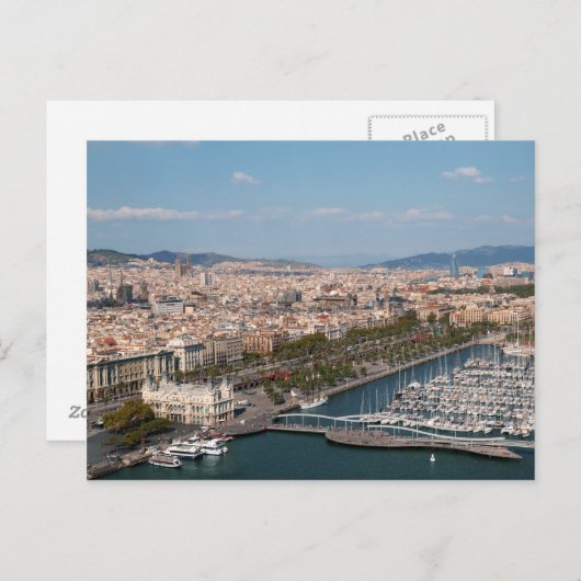 Panoramisch uitzicht van Port Vell in Barcelona, S Briefkaart (Voorkant / Achterkant)
