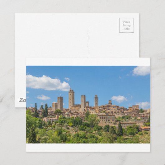 Panoramisch uitzicht van San Gimignano Tuscany Ita Briefkaart (Voorkant / Achterkant)