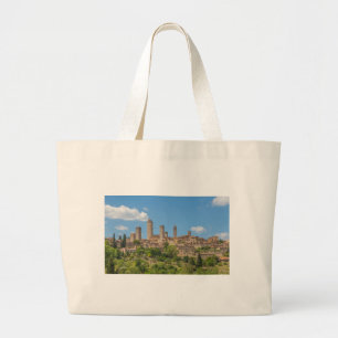 Panoramisch uitzicht van San Gimignano Tuscany Ita Grote Tote Bag