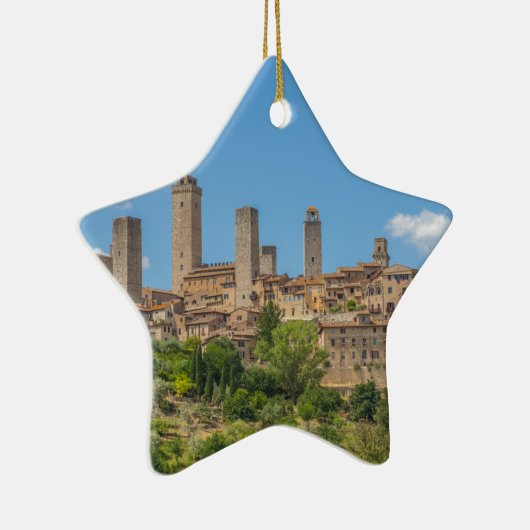 Panoramisch uitzicht van San Gimignano Tuscany Ita Keramisch Ornament (Rechts)