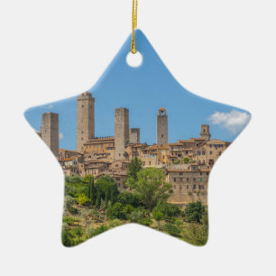 Panoramisch uitzicht van San Gimignano Tuscany Ita Keramisch Ornament