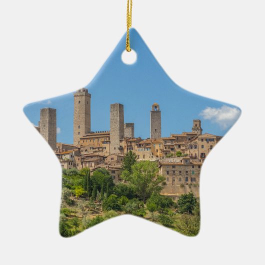 Panoramisch uitzicht van San Gimignano Tuscany Ita Keramisch Ornament (Voorkant)