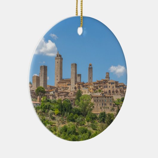 Panoramisch uitzicht van San Gimignano Tuscany Ita Keramisch Ornament (Rechts)