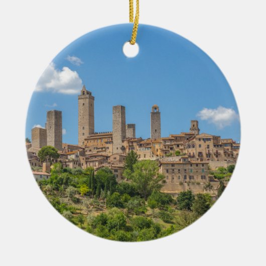 Panoramisch uitzicht van San Gimignano Tuscany Ita Keramisch Ornament (Voorkant)