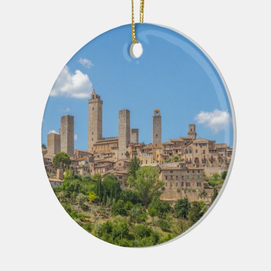 Panoramisch uitzicht van San Gimignano Tuscany Ita Keramisch Ornament (Links)