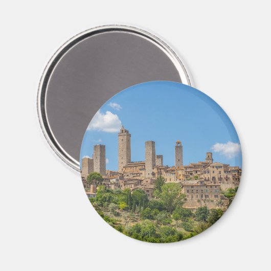 Panoramisch uitzicht van San Gimignano Tuscany Ita Magneet (Voorkant / Achterkant)