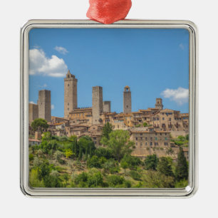 Panoramisch uitzicht van San Gimignano Tuscany Ita Metalen Ornament