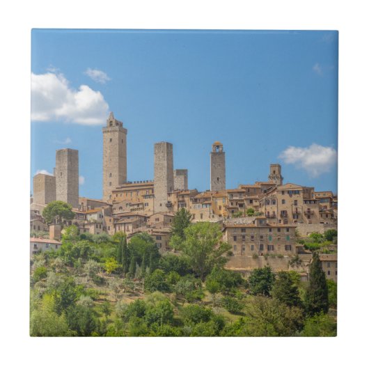 Panoramisch uitzicht van San Gimignano Tuscany Ita Tegeltje (Voorkant)