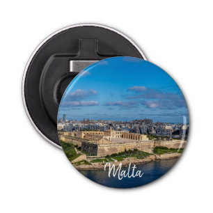 Panoramisch uitzicht van Sliema op Malta Button Flesopener