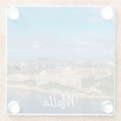 Panoramisch uitzicht van Sliema op Malta Glazen Onderzetter (Achterkant)