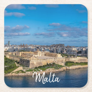 Panoramisch uitzicht van Sliema op Malta Kartonnen Onderzetters