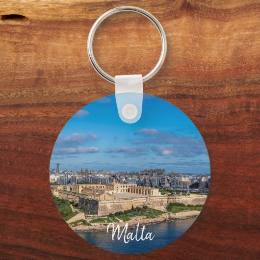 Panoramisch uitzicht van Sliema op Malta Sleutelhanger (Achterkant)