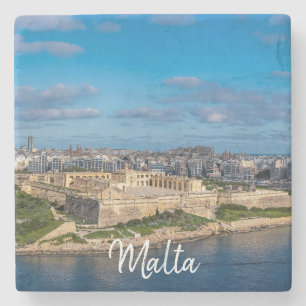 Panoramisch uitzicht van Sliema op Malta Stenen Onderzetter